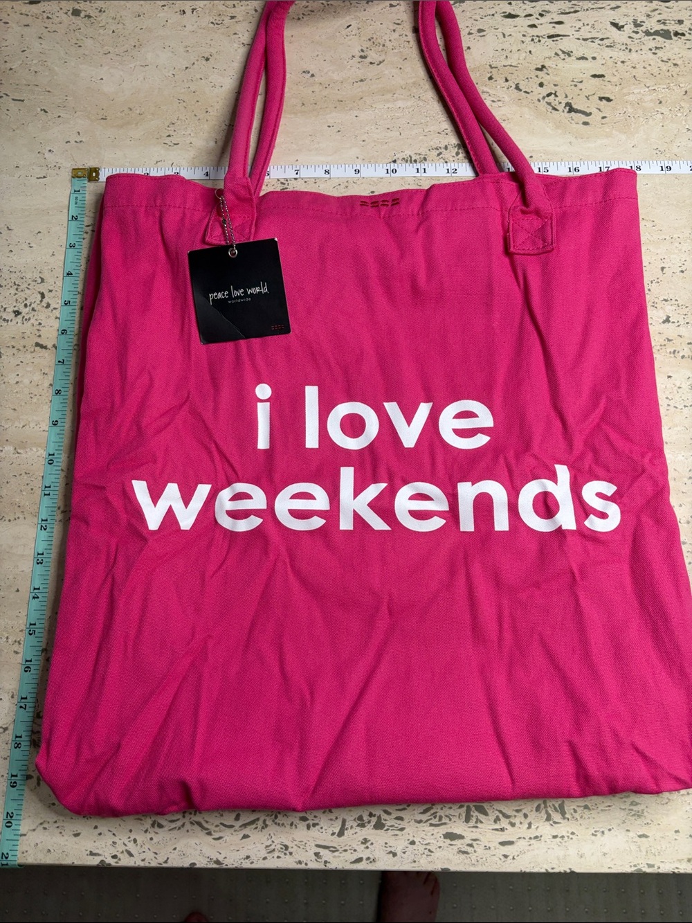 Peace Love World Canvas Tote I Love Weekends